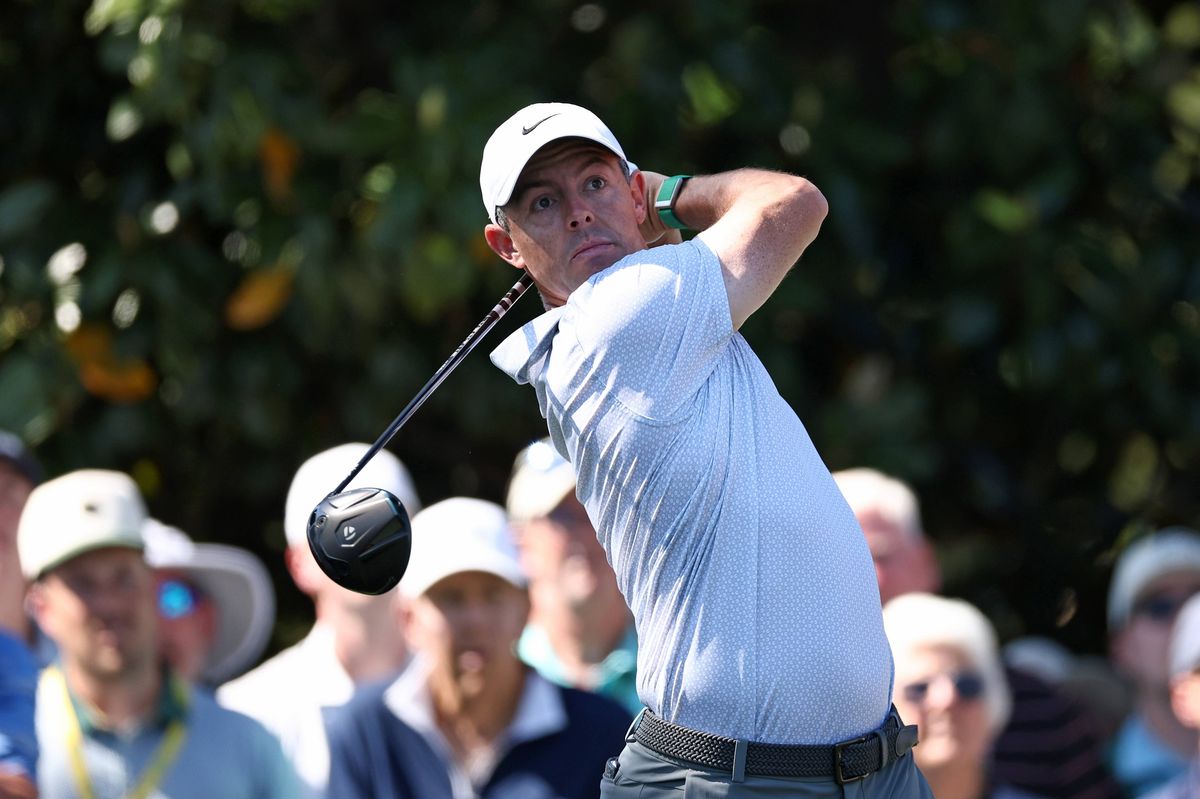 AUGUSTA, GEORGIA - APRIL 10: Rory McIlroy of Northern Ireland plays his shot from the eighth tee during the second round of the 2026 Masters Tournament at Augusta National Golf Club on April 10, 2026 in Augusta, Georgia. (Photo by Jared C. Tilton/Getty Images)