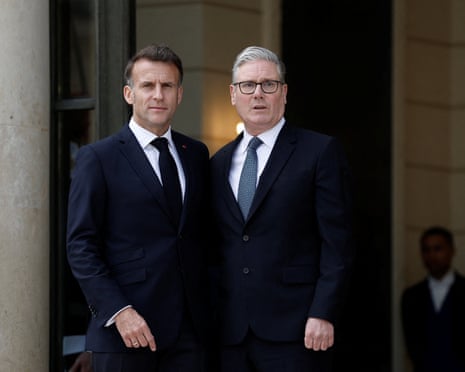 Keir Starmer, right, picture with French president Emmanuel Macron on Friday morning
