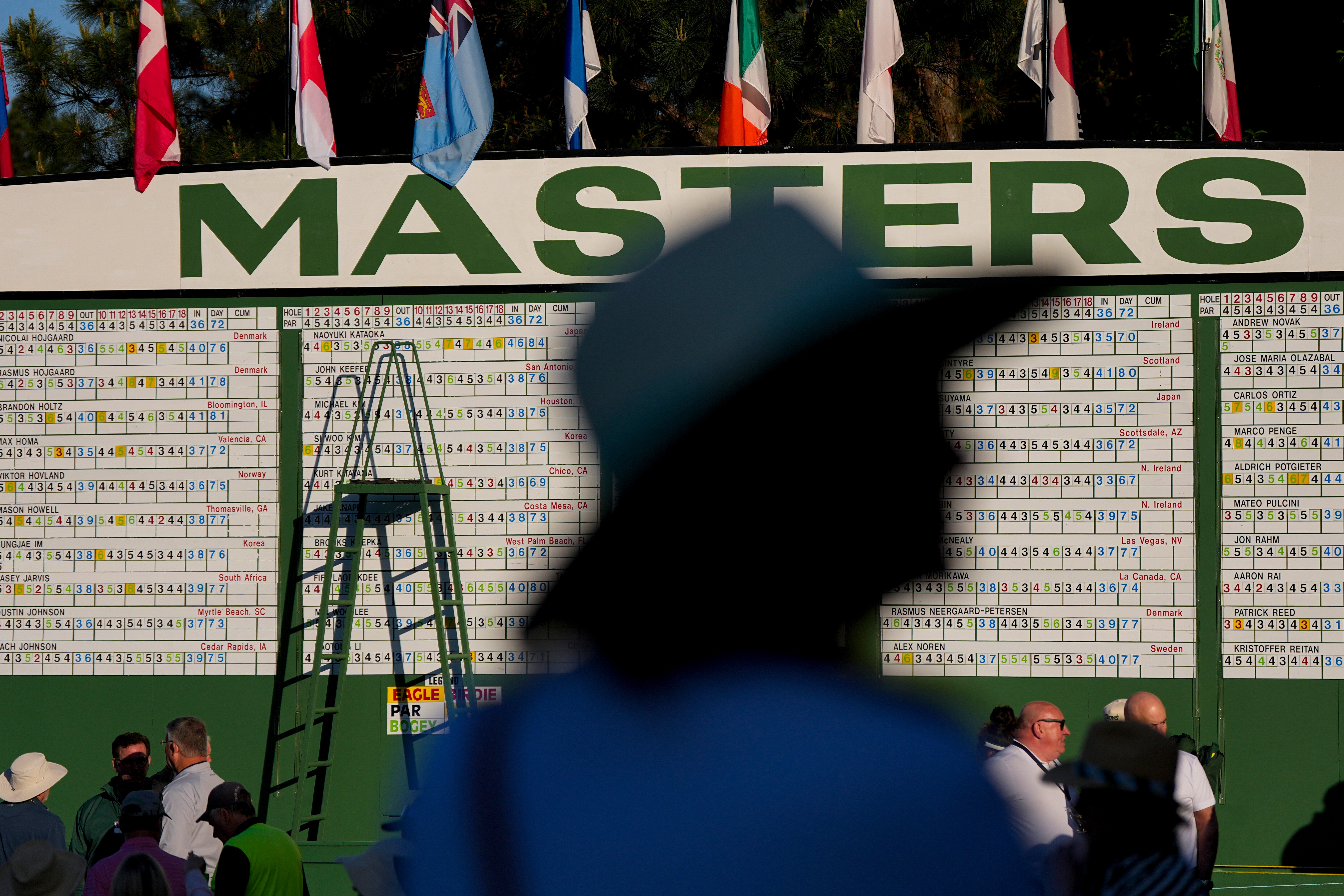 Patrons arrive for the second round of the Masters golf tournament .