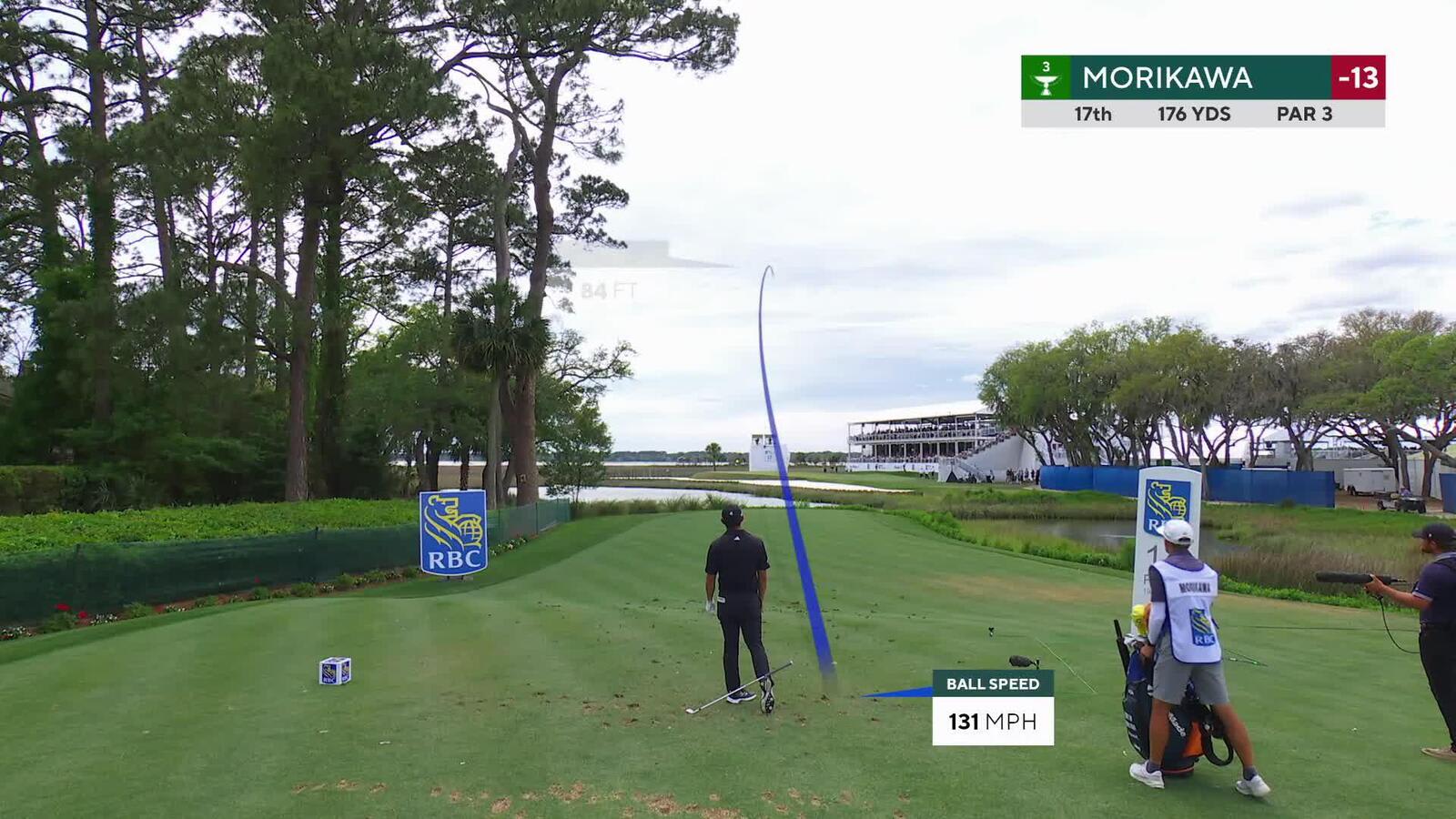 Collin Morikawa hits tee shot to 12 feet, sets up birdie on No. 17 at RBC Heritage
