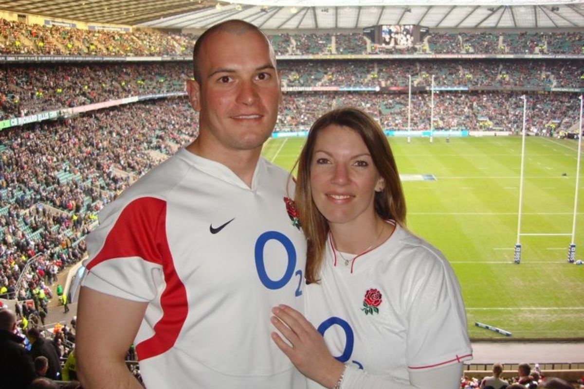 Katy and Matt at an England rugby match