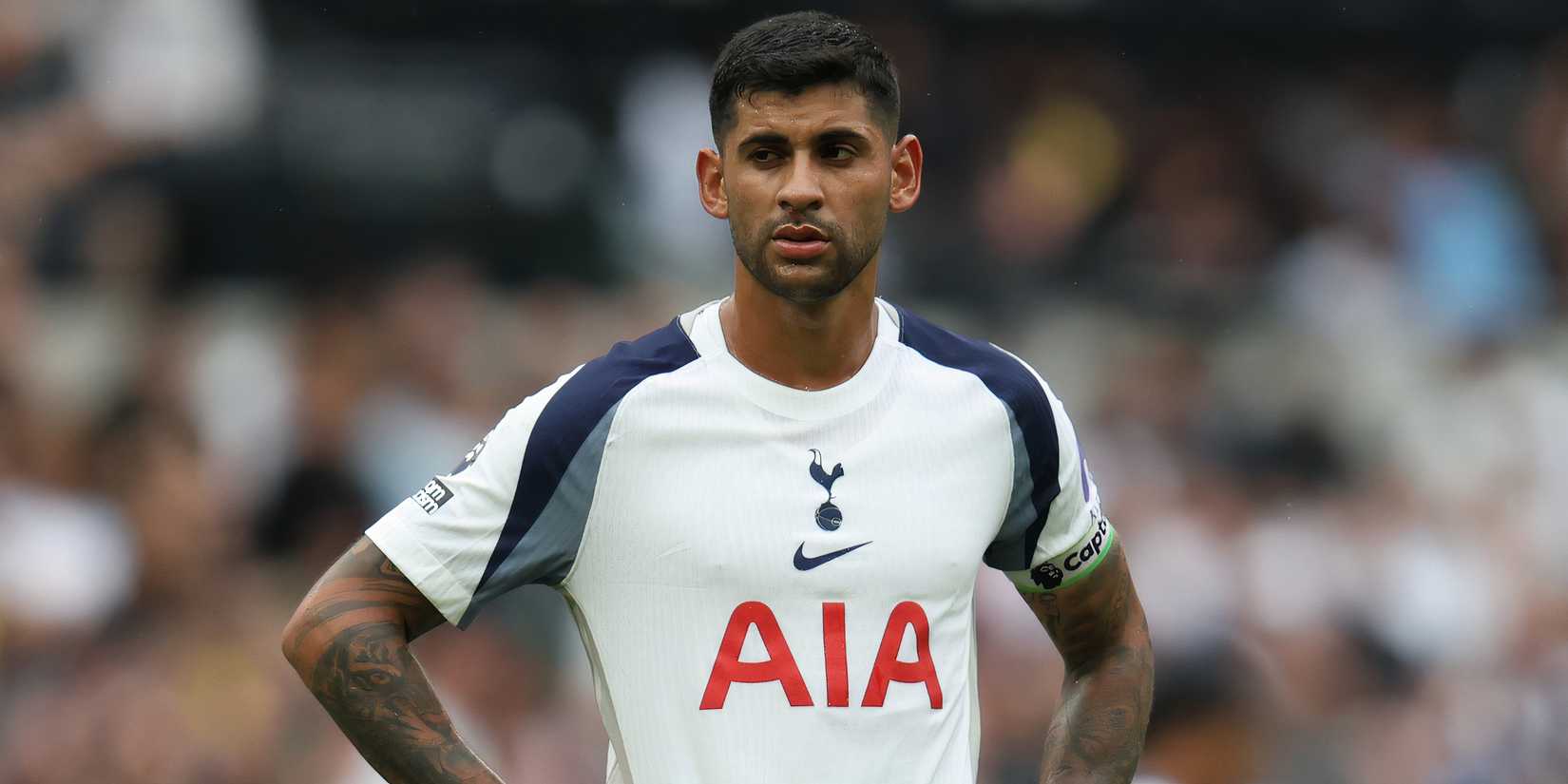 Cristian Romero in action for Tottenham Hotspur