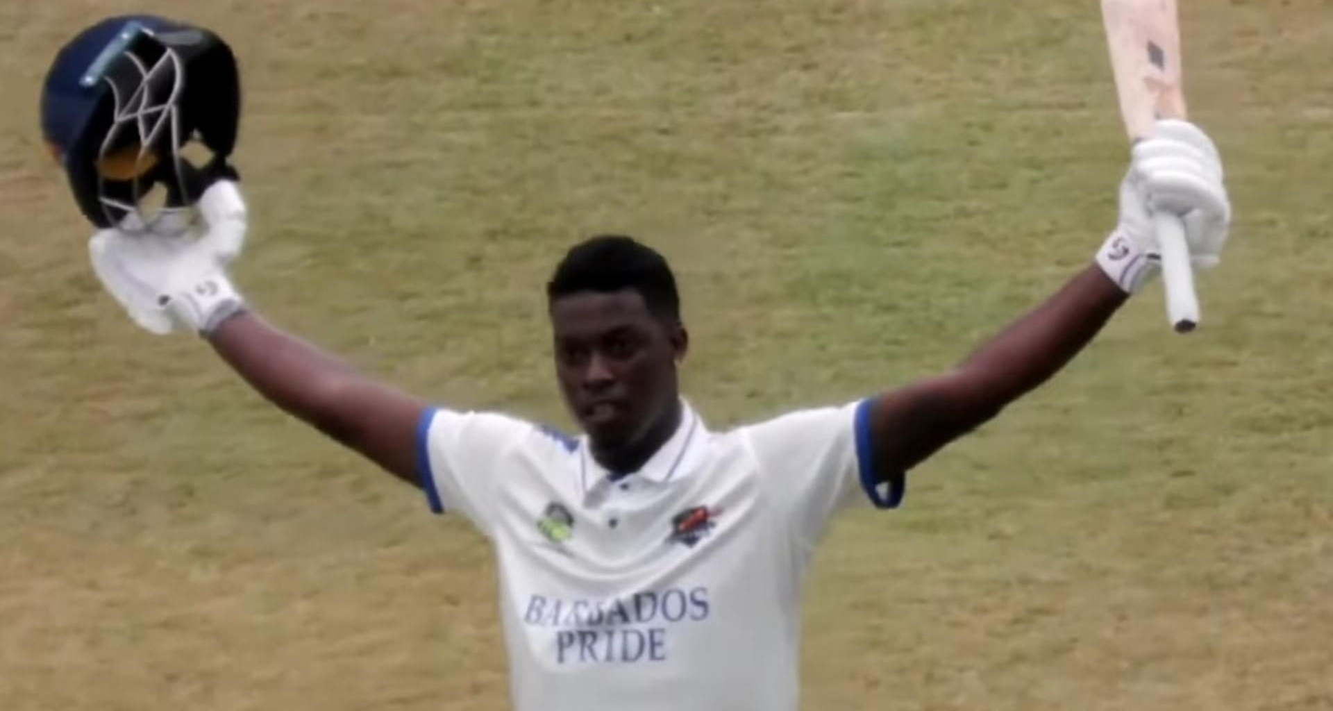 Kevin Wickham scores a century for Barbados in the West Indies Championship