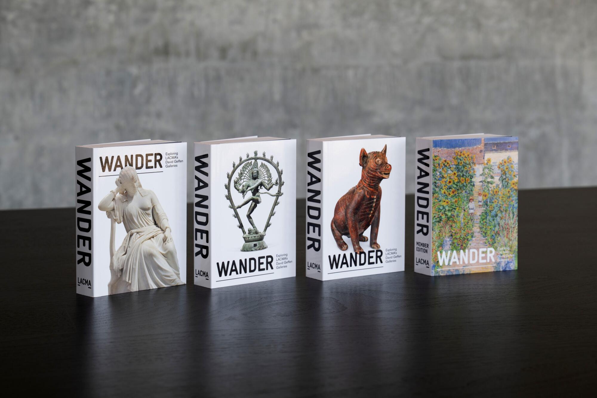 A row of small guidebooks.