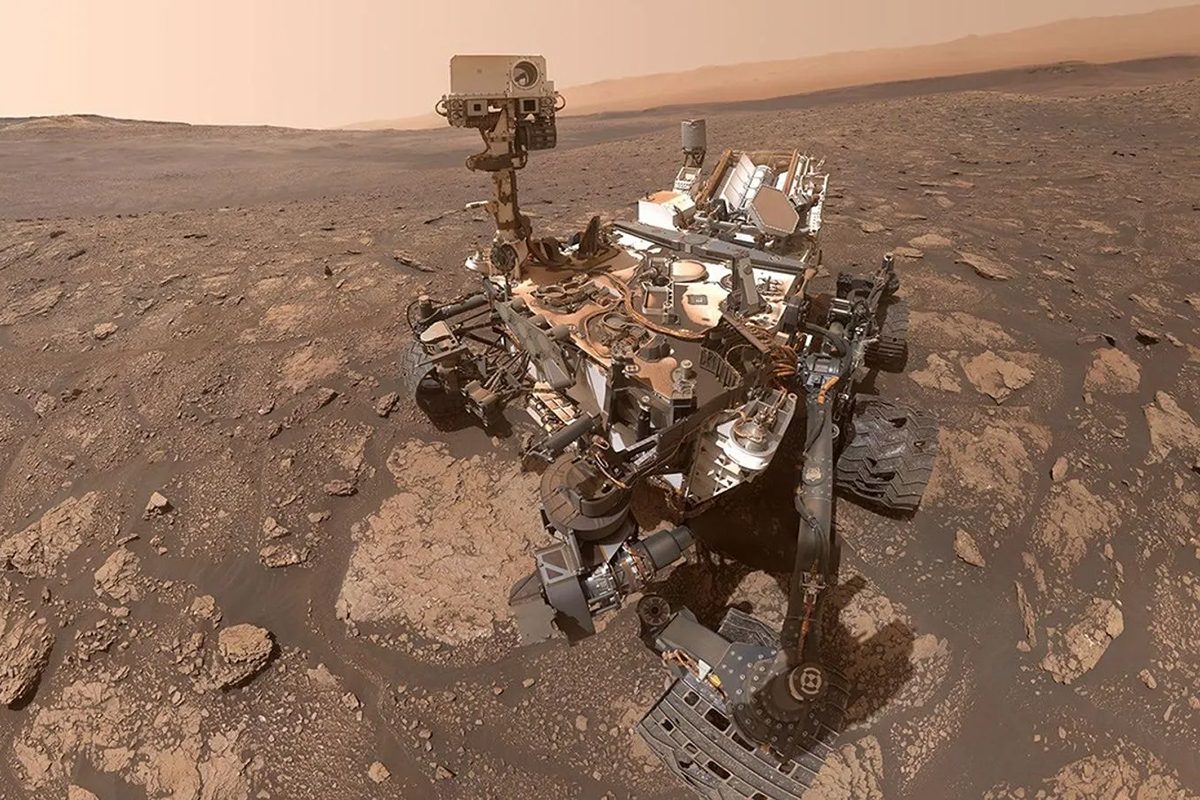 A selfie captured by NASA’s Curiosity Mars rover on 25 October 2020 after drilling a rock sample from a spot nicknamed