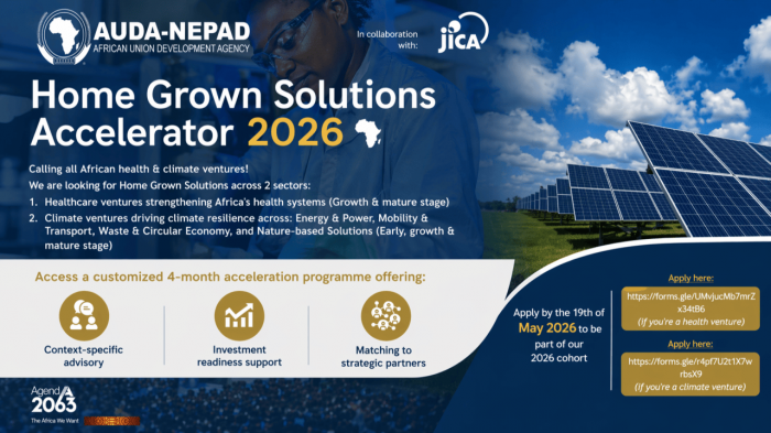 Call for Applications: AUDA-NEPAD Accelerator 2026 Opens for African Startups Ready to Scale in Health & Climate