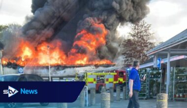 Uddingston 'Tesco evacuated' as blaze rips through nearby car garage