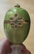 The jewel-encrusted green Fabergé egg