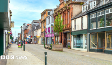 A largely empty high street