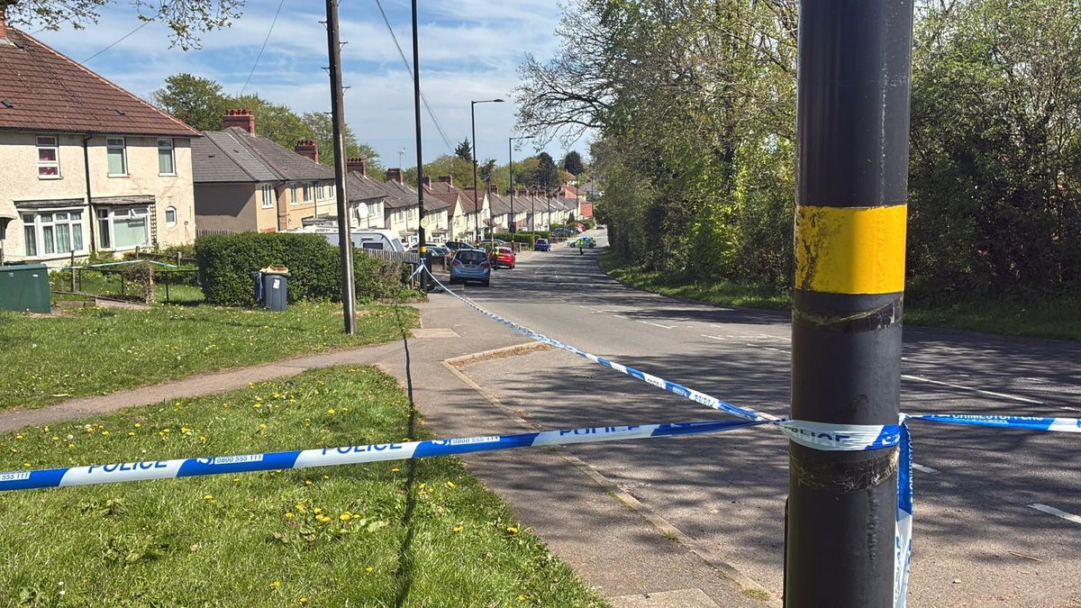 Police at the scene on Frankley Beeches Road