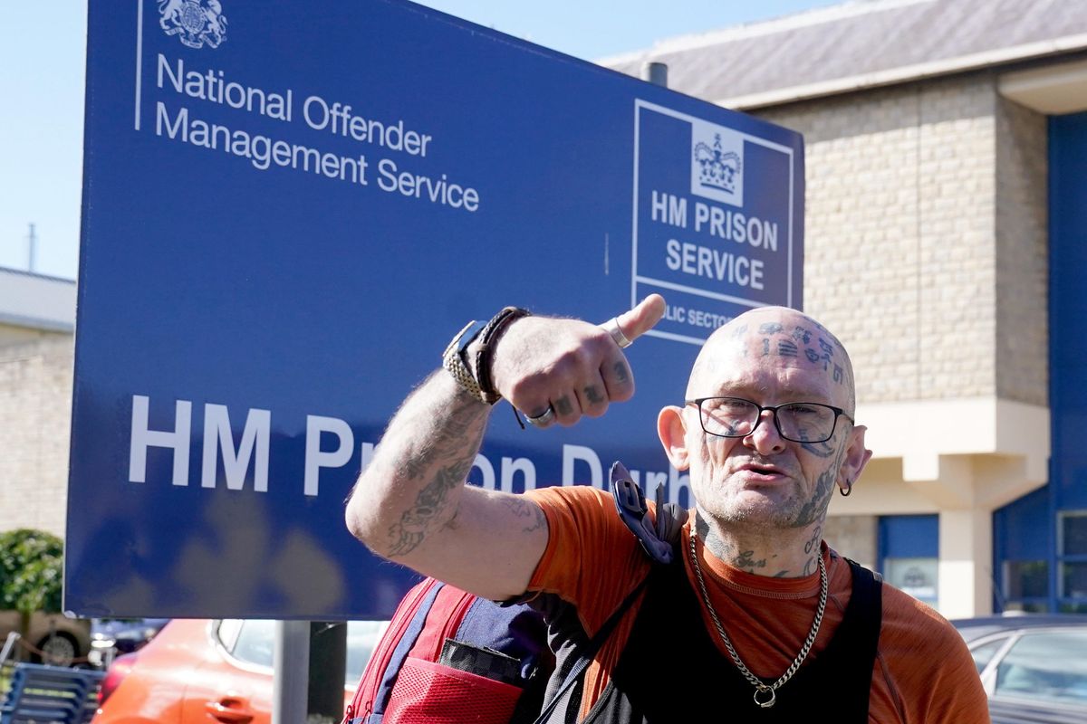 Jason Hoganson seen outside HM Prison Durham following his early release from prison