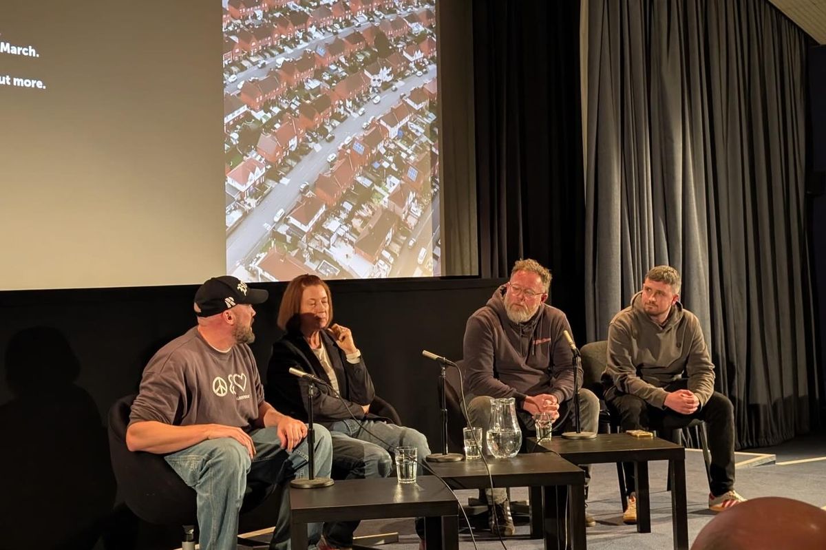A screening of the film Postcodes at the Watershed, March 2, 2026, with a panel discussion afterwards, chaired by Joe Sims, left, with Melanie Monaghan from the Hartcliffe and Withywood Community Partnership, filmmaker Neil Maggs and Zak Dugdale, from 224 South Bristol Youth Zone