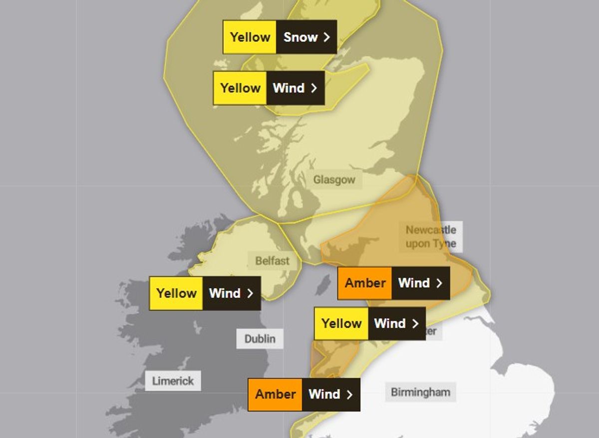 The Met Office have issued a number of warnings as Storm Dave hits UK