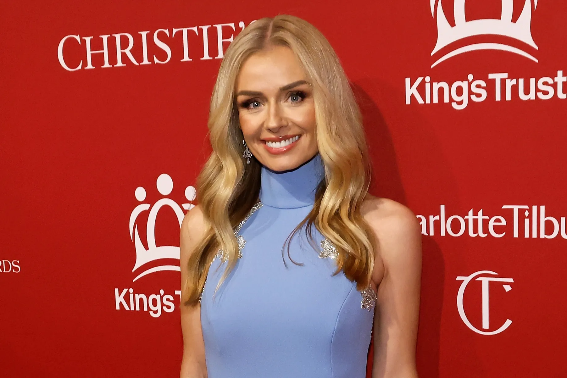 Katherine Jenkins in a periwinkle blue dress attending the 5th Annual King's Trust Gala.