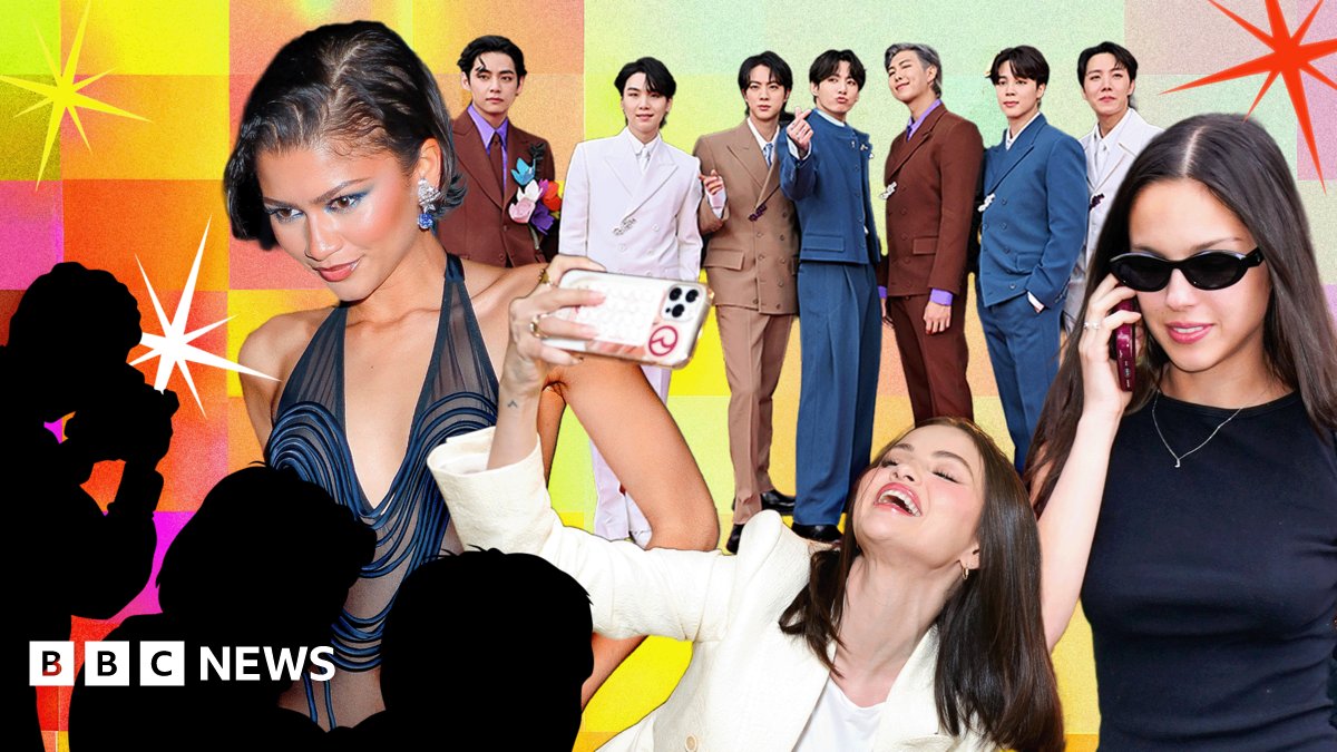 Picture of Zendaya, BTS, Selena Gomez, Olivia Rodrigo and silhouettes of photographers