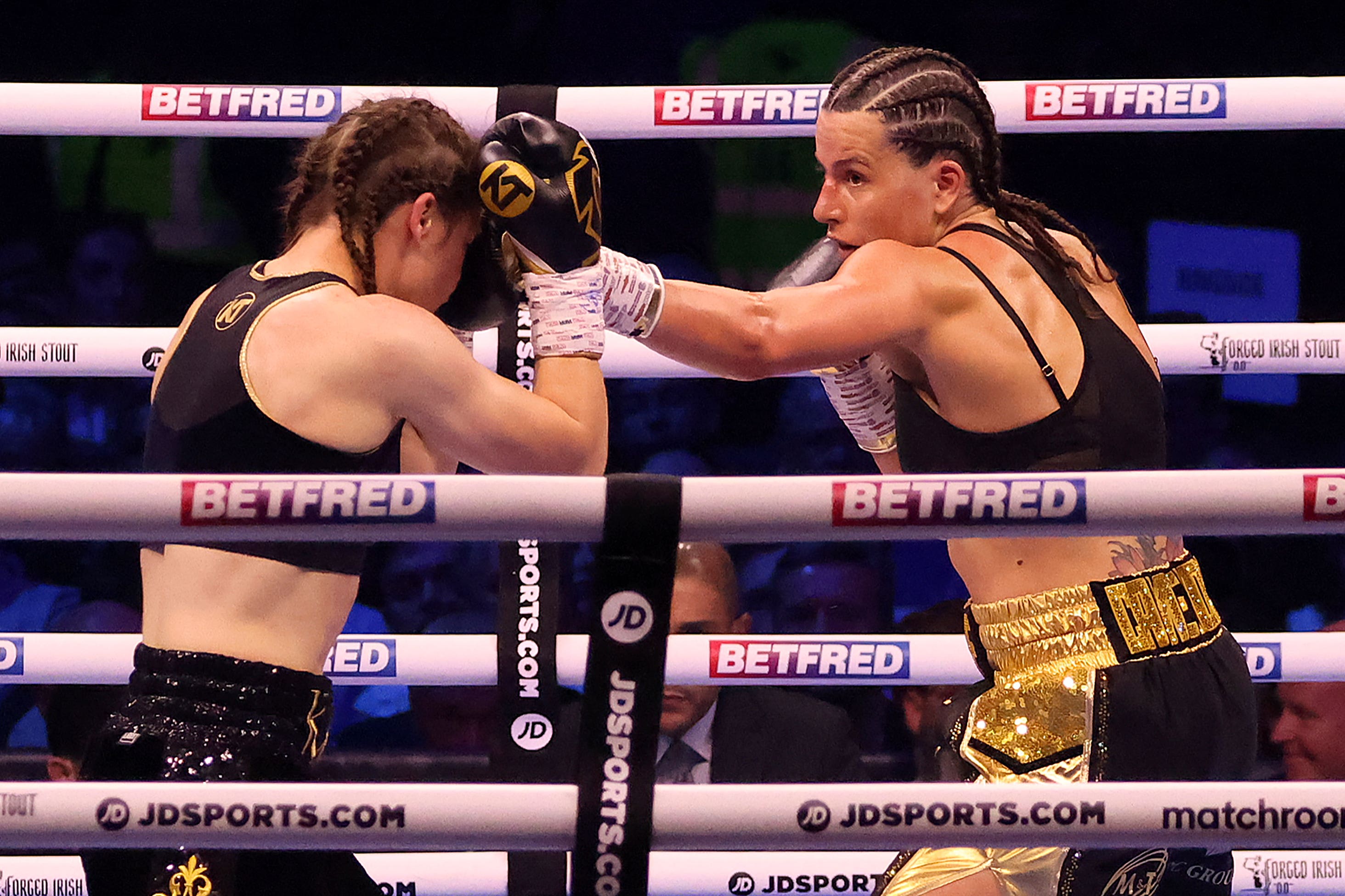Chantelle Cameron (right) traded wins with Katie Taylor in 2023