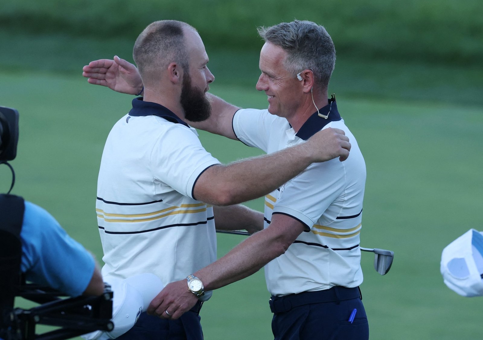 Hatton with captain Donald at the 2025 Ryder Cup