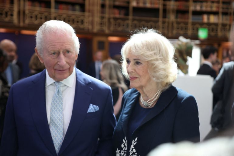Britain's King Charles and Queen Camilla visit the British Museum to view the final design for the Queen Elizabeth Memorial