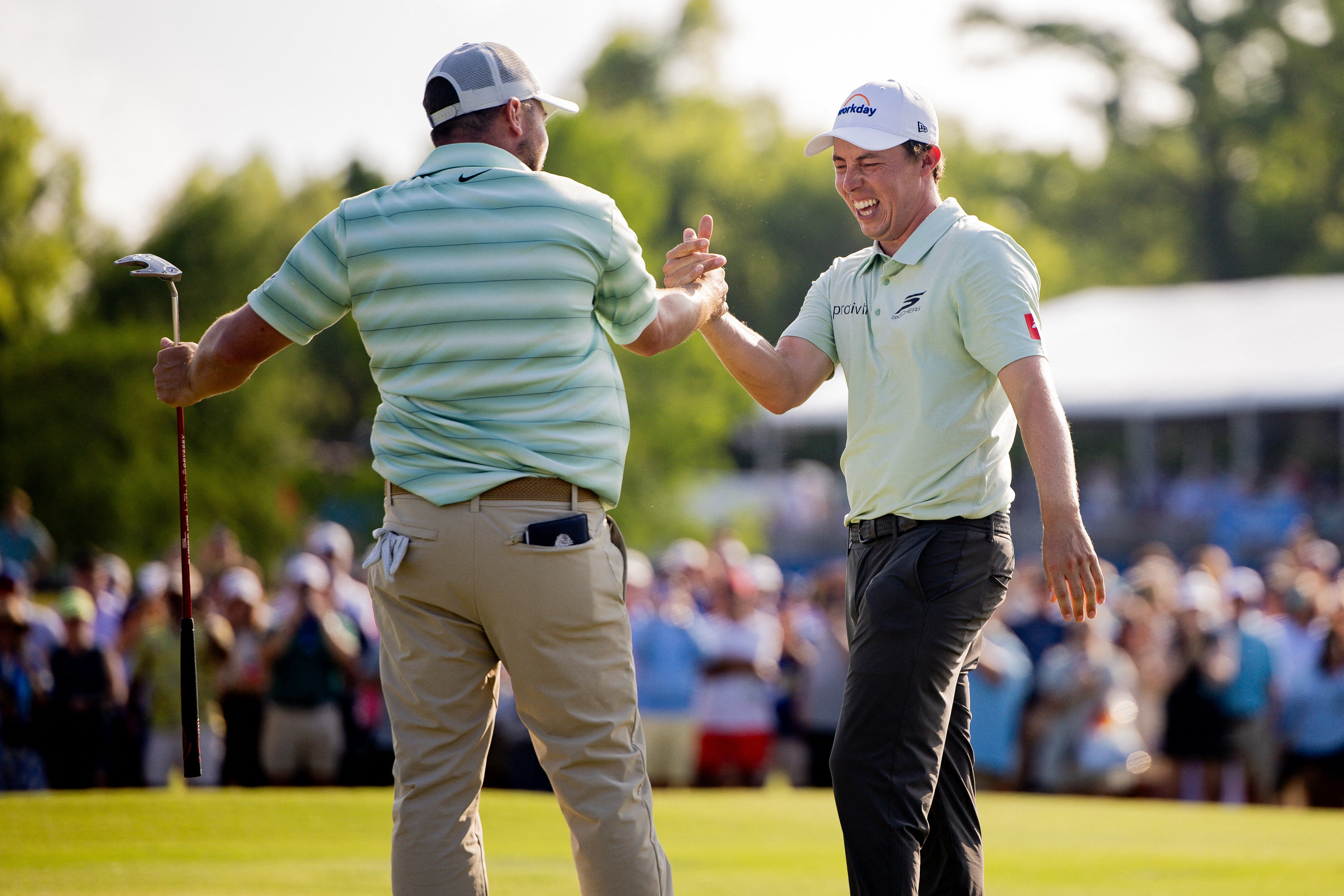 Alex Fitzpatrick (left) has earned his ticket to the PGA Tour after winning the Zurich Classic with brother Matt