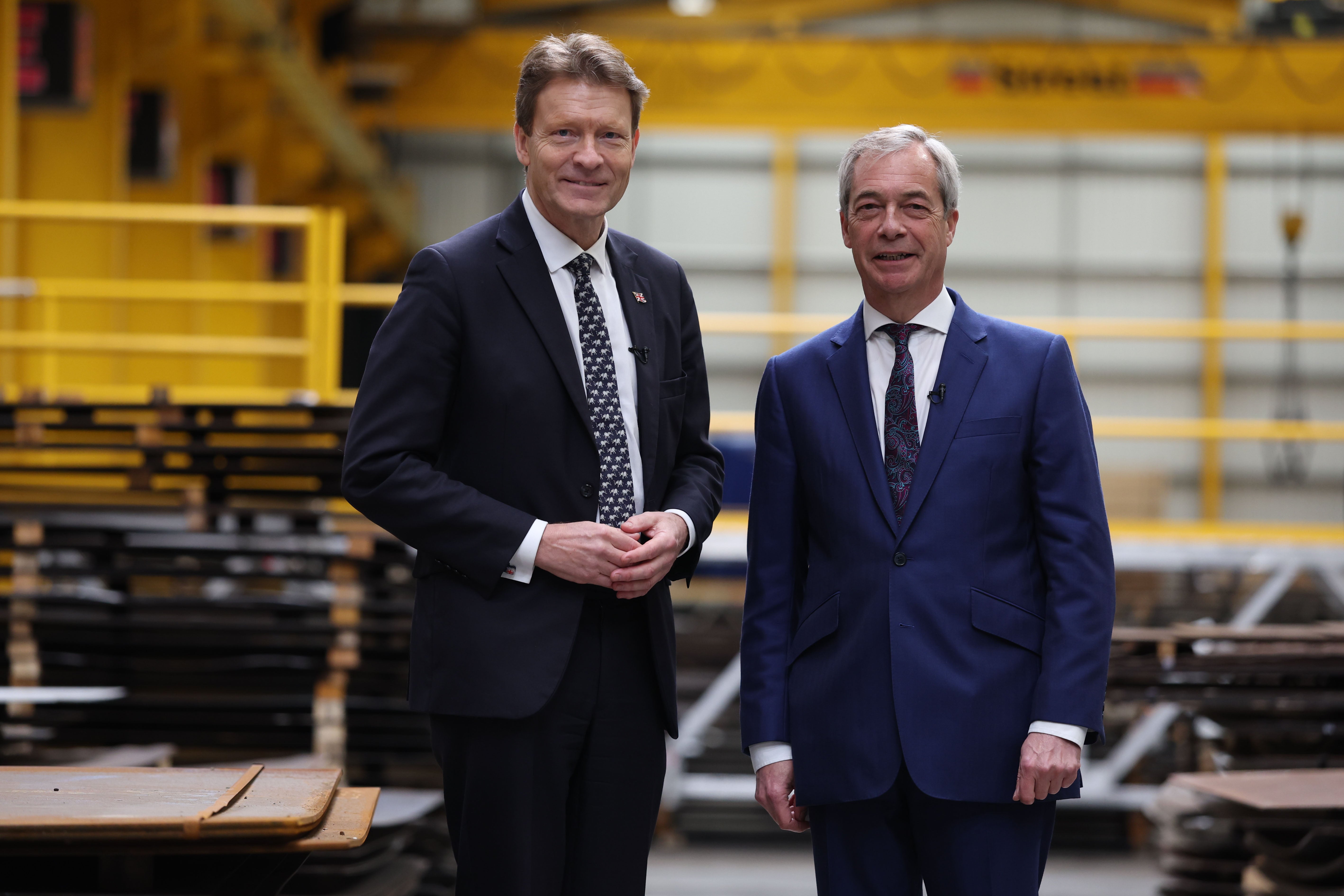 Richard Tice (L) with Reform leader Nigel Farage in February