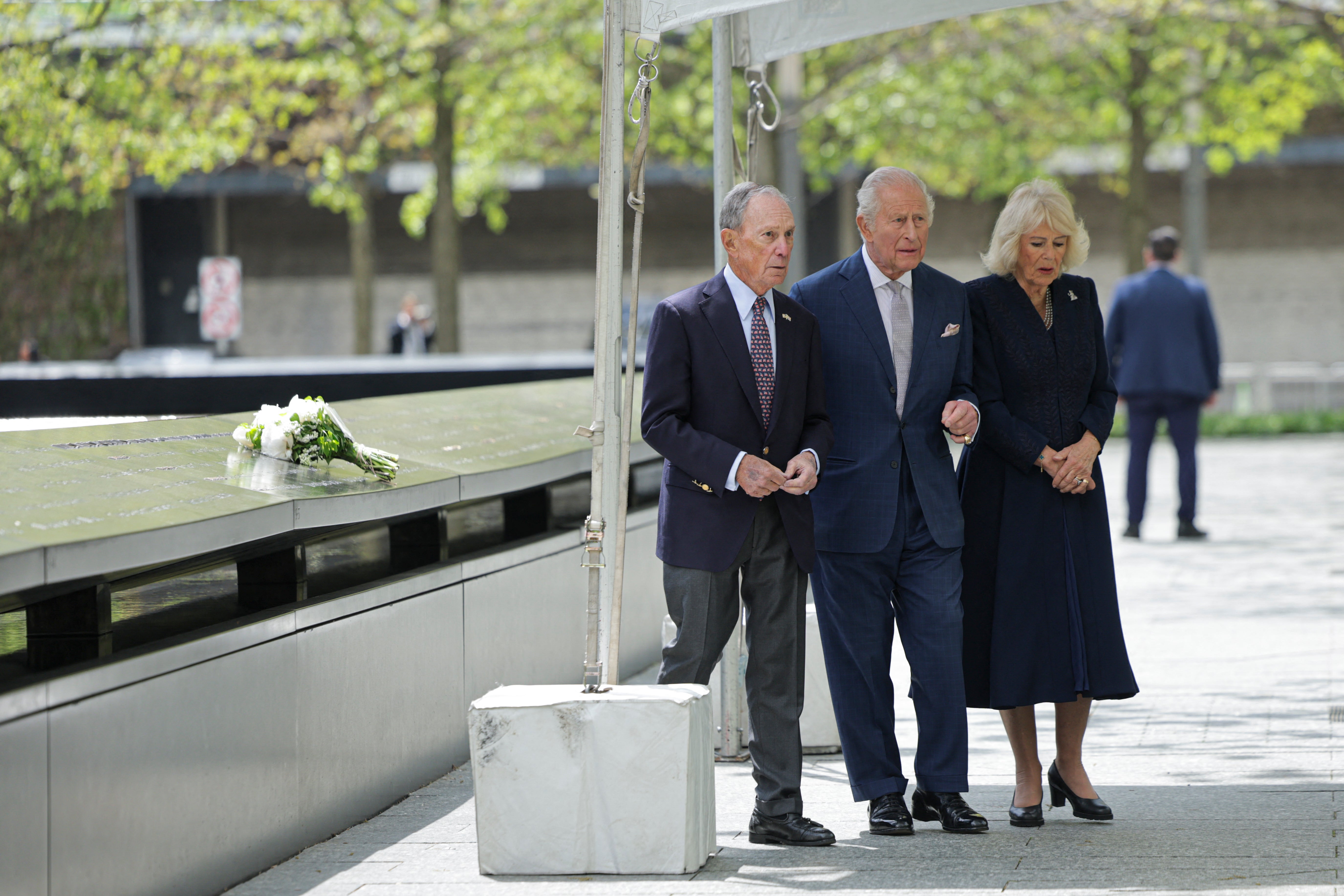 Bloomberg was with the royals as they laid a bouquet on the memorial