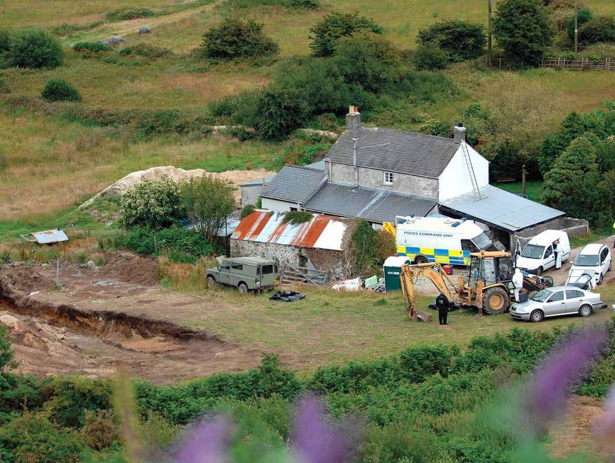 Bay View Farm near St Austell, Cornwall - scene of double murder of Brett Flournoy and David Griffiths. The trench is where a camper van was buried with bodies inside