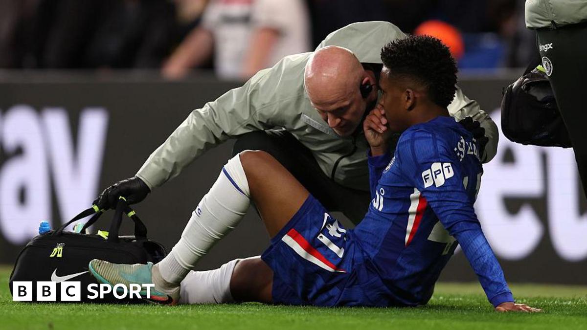 Estevao Willian having treatment on the pitch against Manchester United