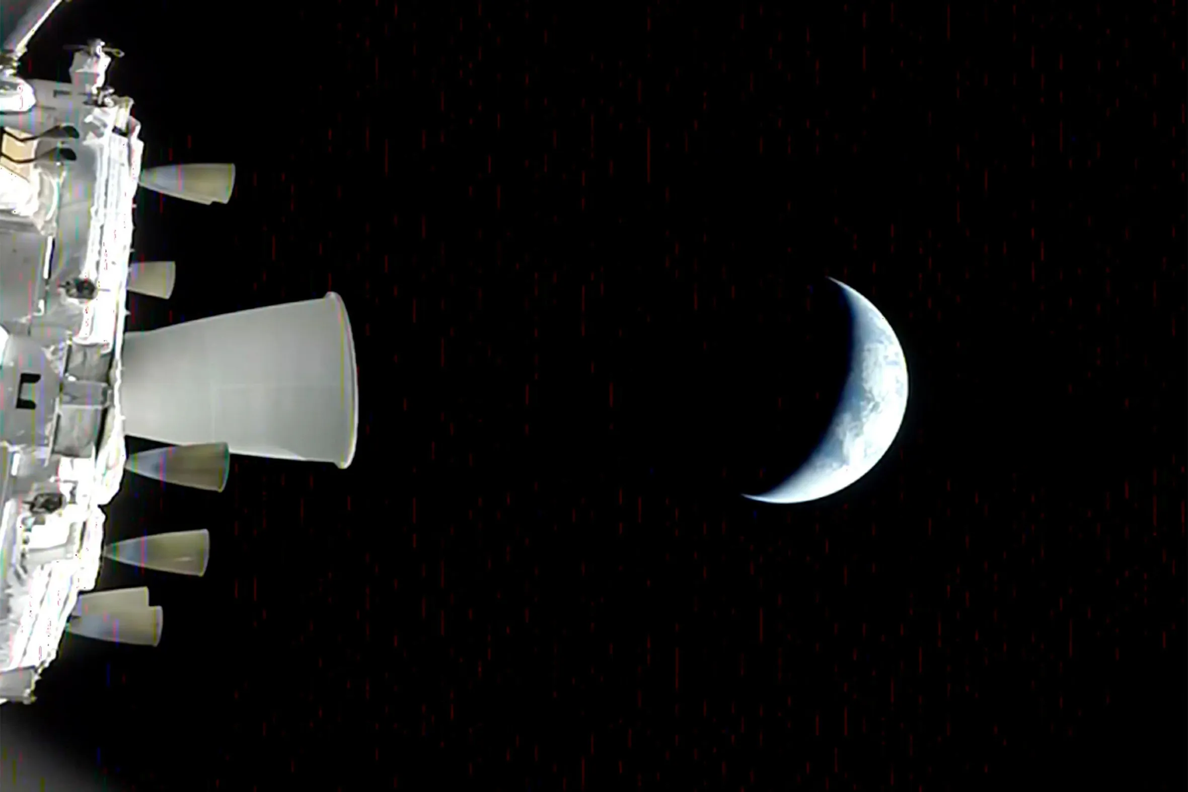 View of the crescent Earth from NASA's Orion spacecraft during the Artemis II test flight.