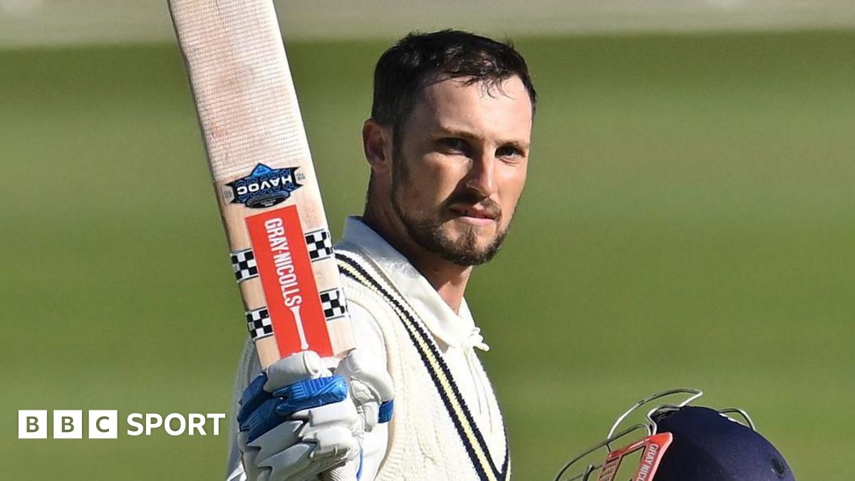 Ed Barnard celebrates scoring century