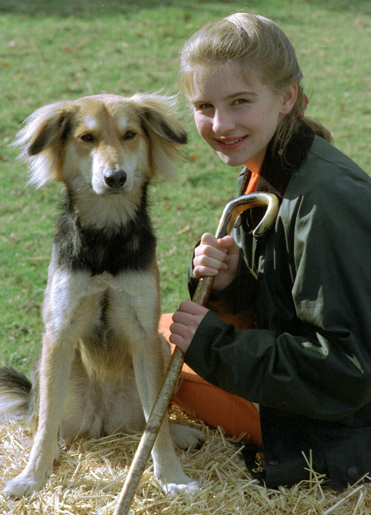 Faye Jackson played Carrie, pictured with Tinka who starred as 'Jim the Dog' in the final series 