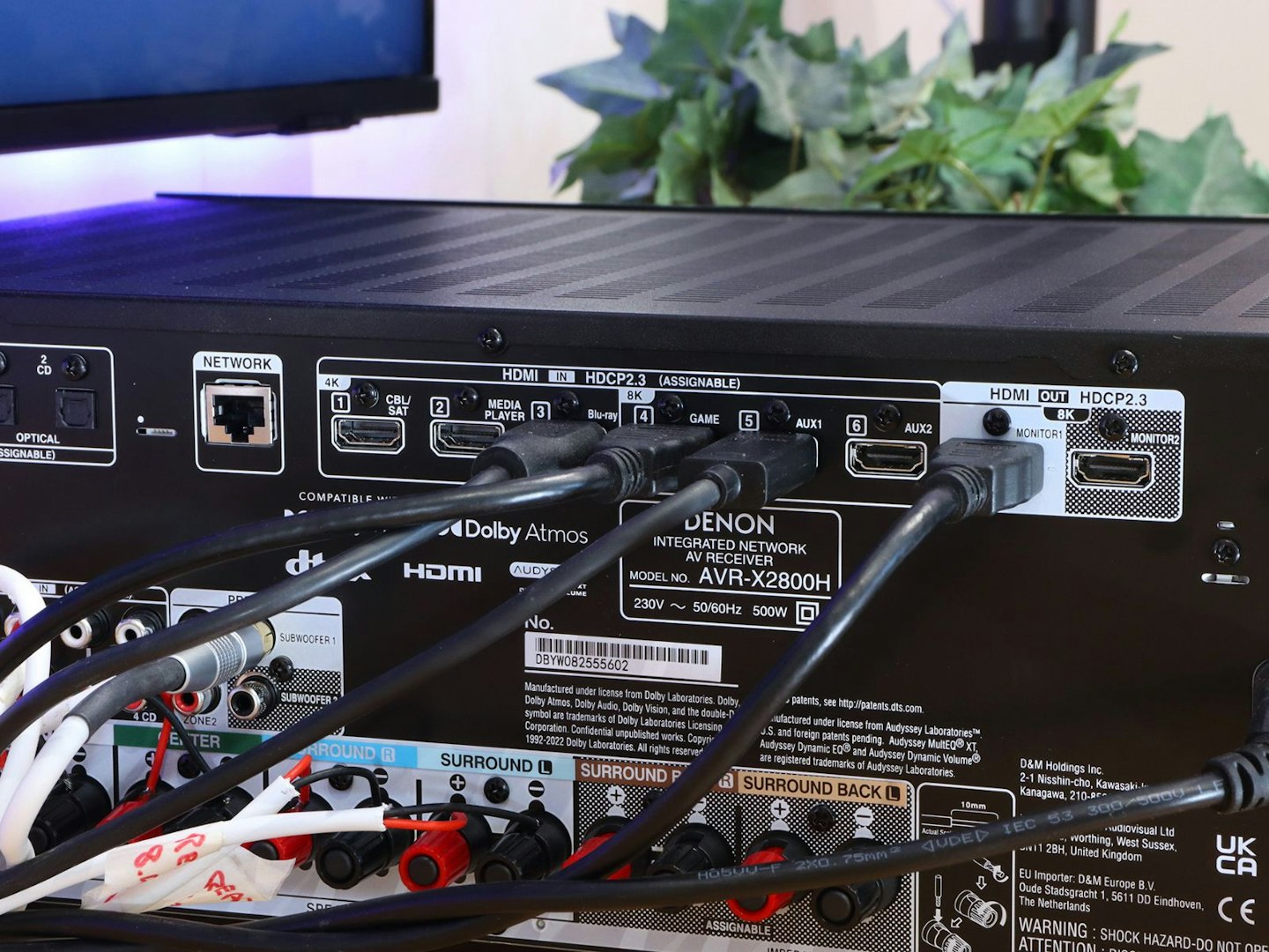 Denon AVR-X2800H Home Cinema Amplifier rear panel inputs