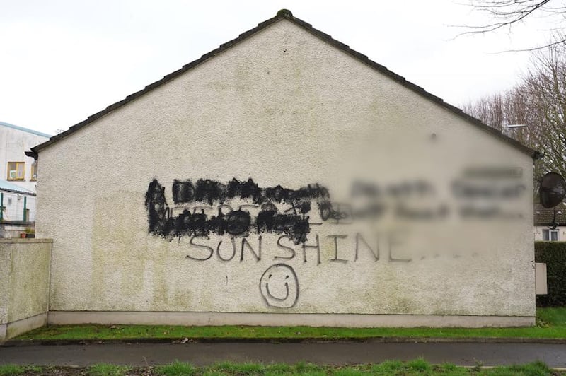 The original graffiti was defaced in recent months PICTURE: FÉILE DERRY