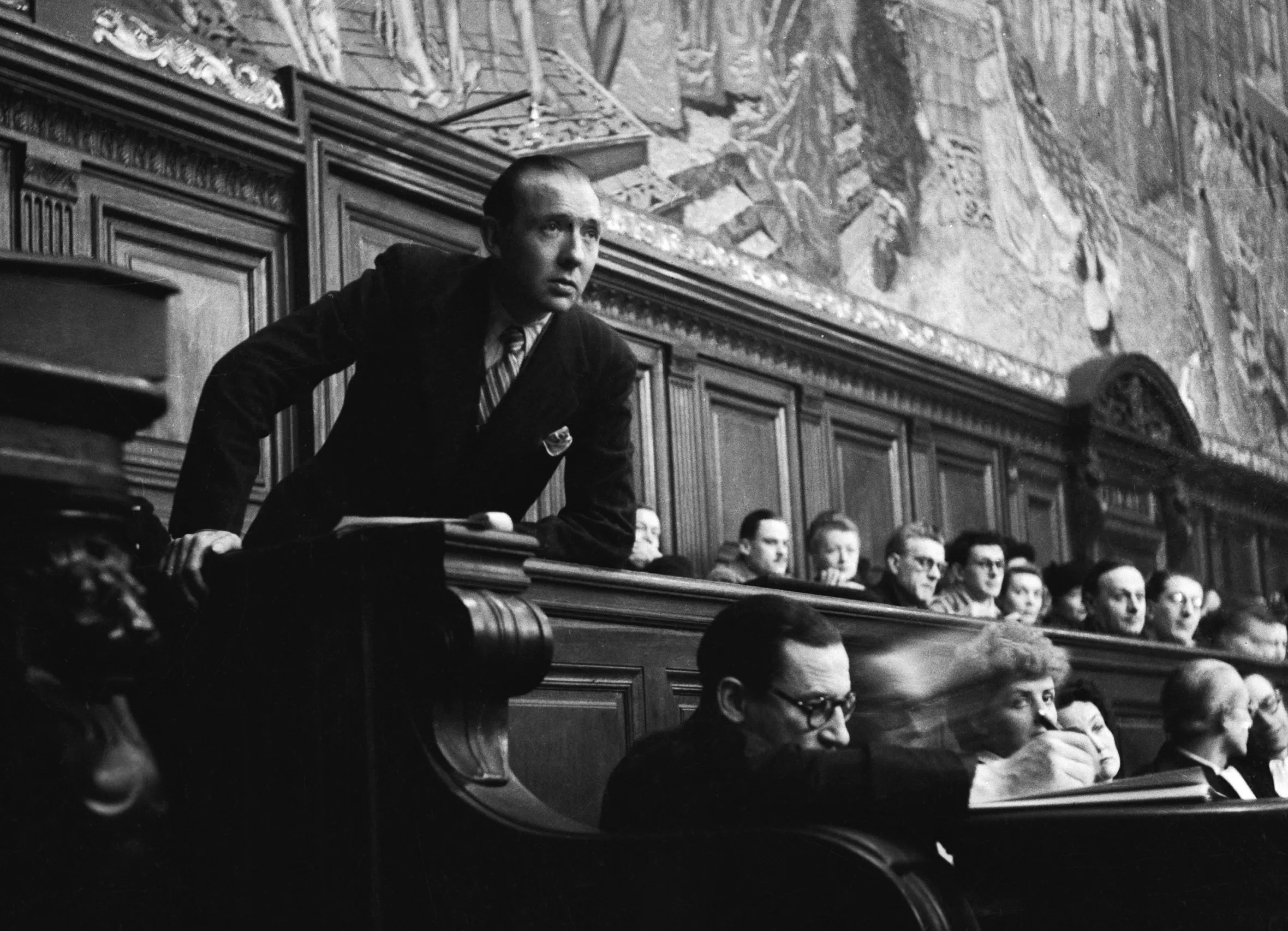 Jean Luchaire at his trial before the High Court in Paris, January 1946.