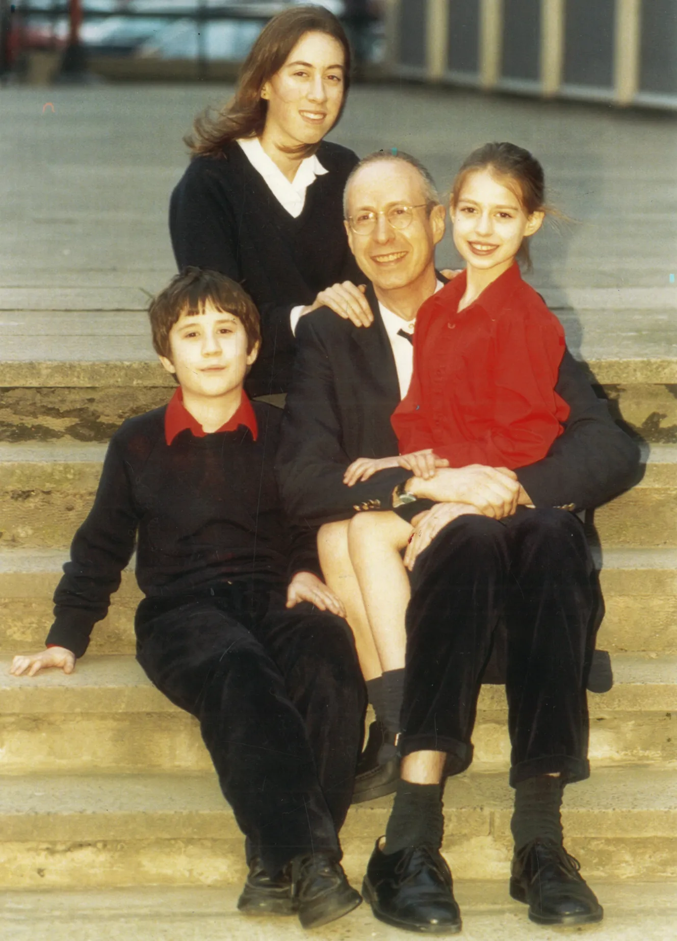 Psychiatrist Robert Goodman posing with his three children.
