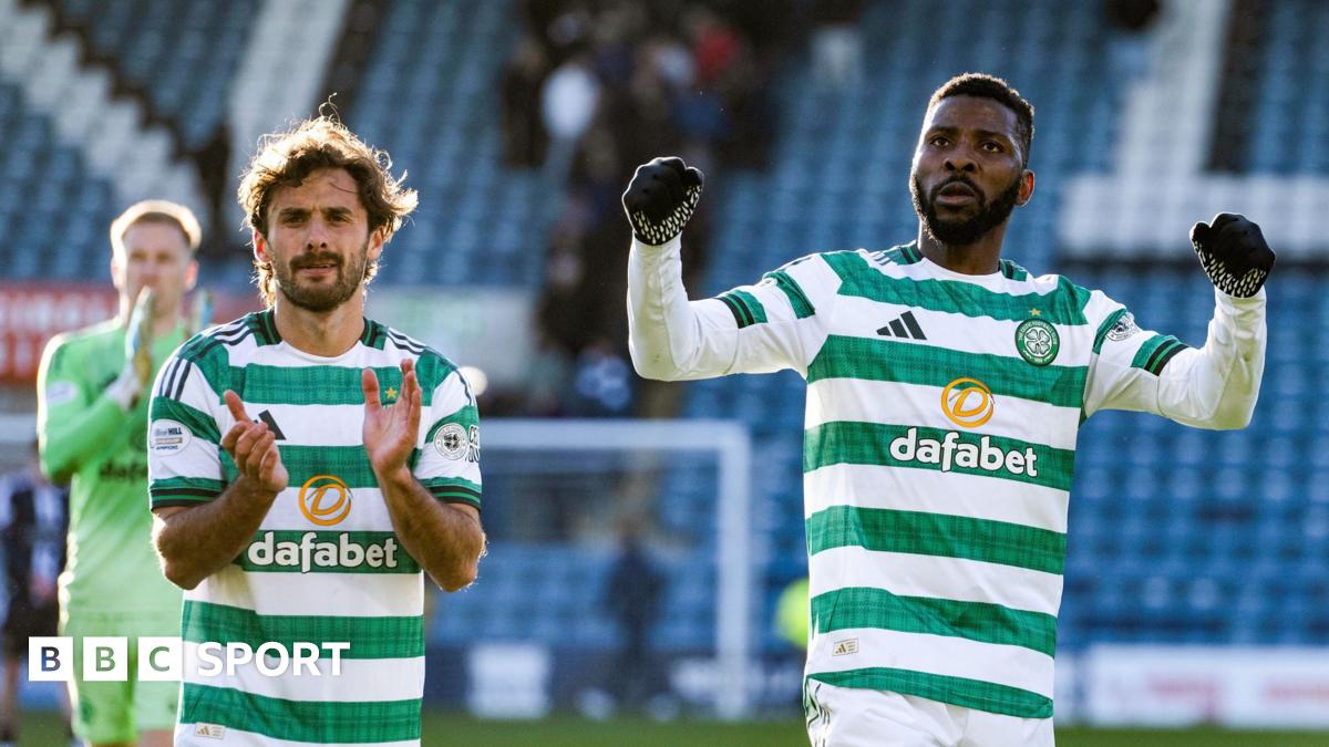 Celtic players Marcelo Saracchi and Kelechi Iheanacho celebrate