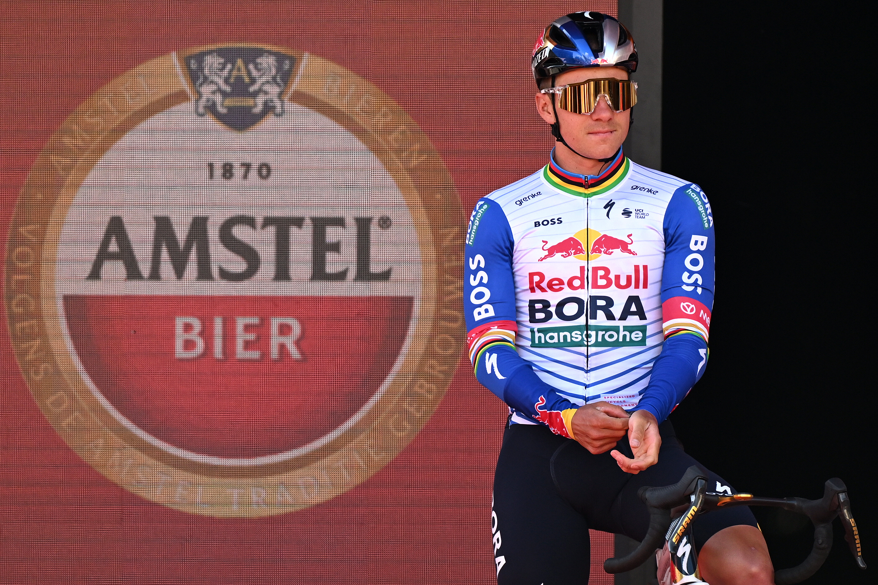 MAASTRICHT, NETHERLANDS - APRIL 19: Remco Evenepoel of Belgium and Team Red Bull - BORA - hansgrohe prior to the 60th Amstel Gold Race 2026 - Men&amp;apos;s Elite a 257.2km one day race from Maastricht to Valkenburg / #UCIWT / on April 19, 2026 in Maastricht, Netherlands. (Photo by Dario Belingheri/Getty Images)