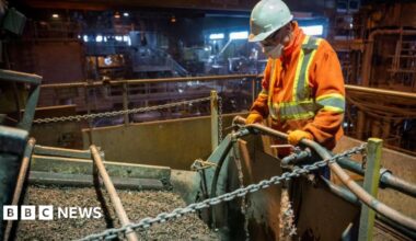 An employee works in the Northern Graphite mine plant in Lac-des-Îles, Quebec