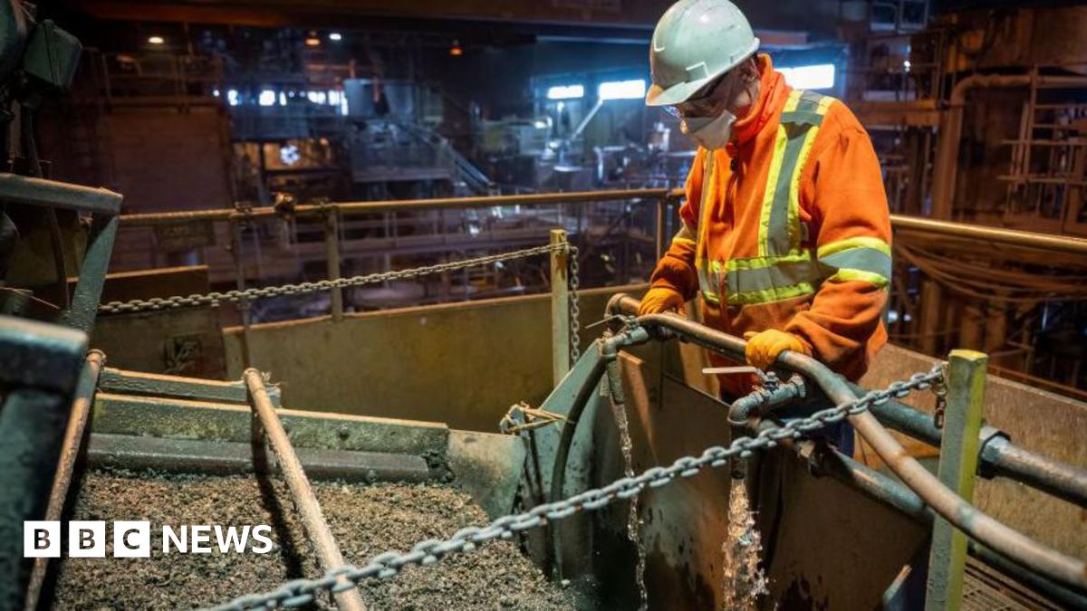 An employee works in the Northern Graphite mine plant in Lac-des-Îles, Quebec