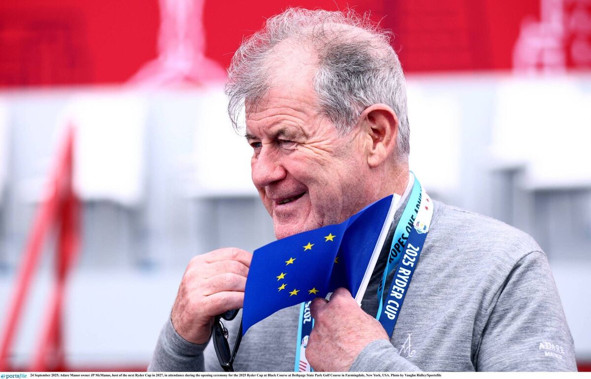 Adare Manor owner JP McManus, host of the next Ryder Cup in 2027, in attendance during the opening ceremony for the 2025 Ryder Cup. Pic: Vaughn Ridley/Sportsfile.