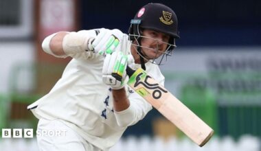 Sussex opener Daniel Hughes plays a shot