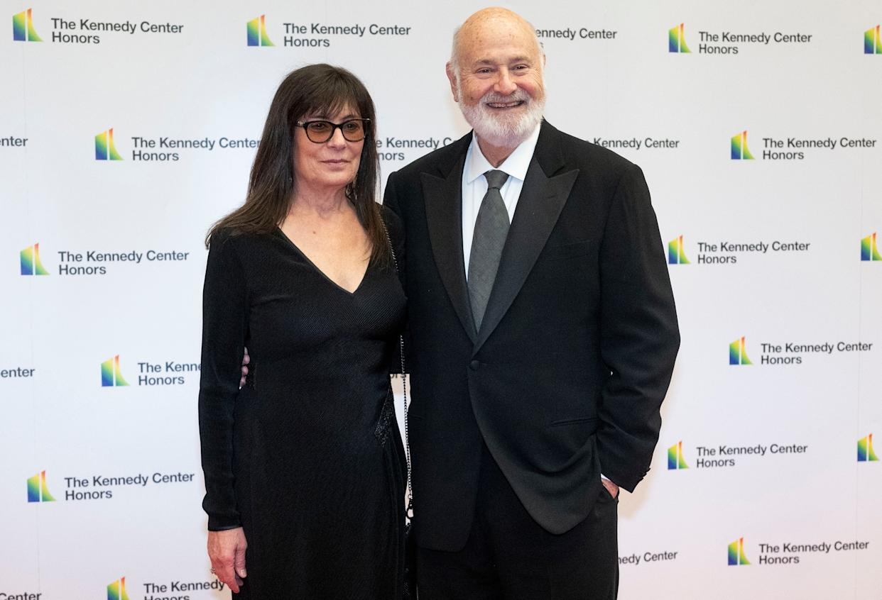 Kevin Wolf/AP - PHOTO: Rob Reiner and Michelle Reiner arrive on the red carpet at the State Department for the Kennedy Center Honors gala dinner, Dec. 2, 2023, in Washington.
