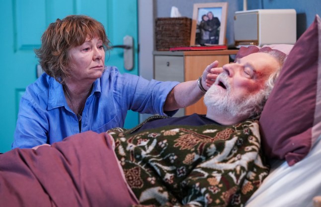 Julie tends to a bed-ridden Nigel in EastEnders