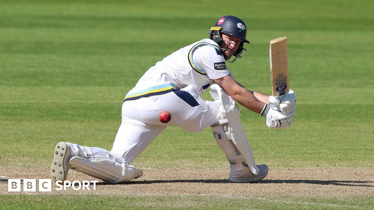 Adam Lyth sweeps a shot for Yorkshire against Glamorgan
