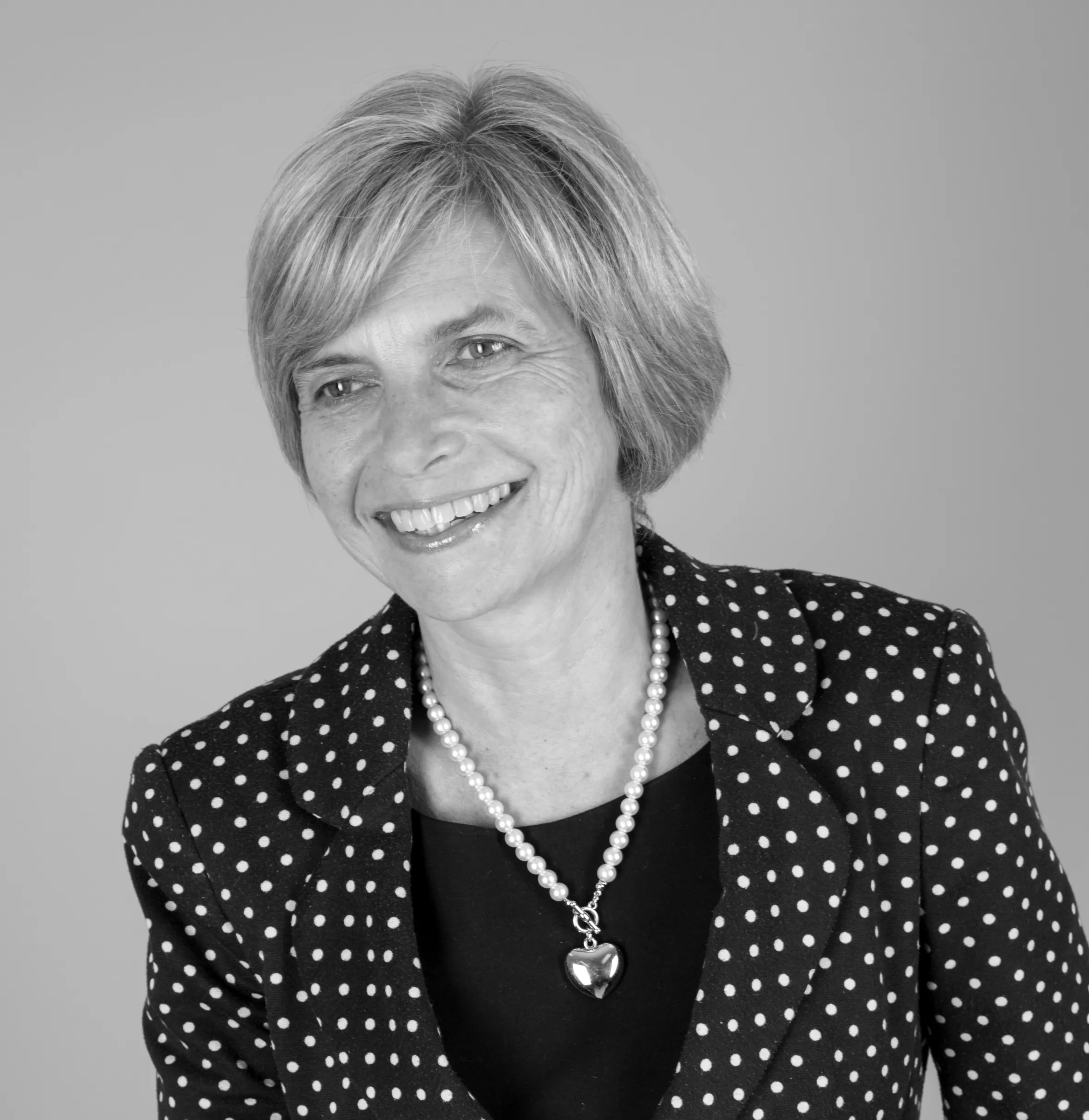 Black and white portrait of Sophie Hughes.