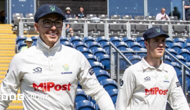 L-R: Asa Tribe and Ben Kellaway walk out for Glamorgan