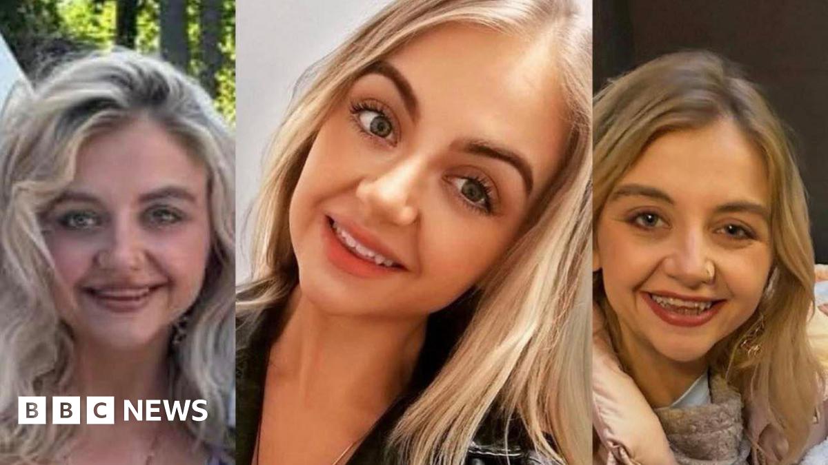 Three images of a blonde girl smiling