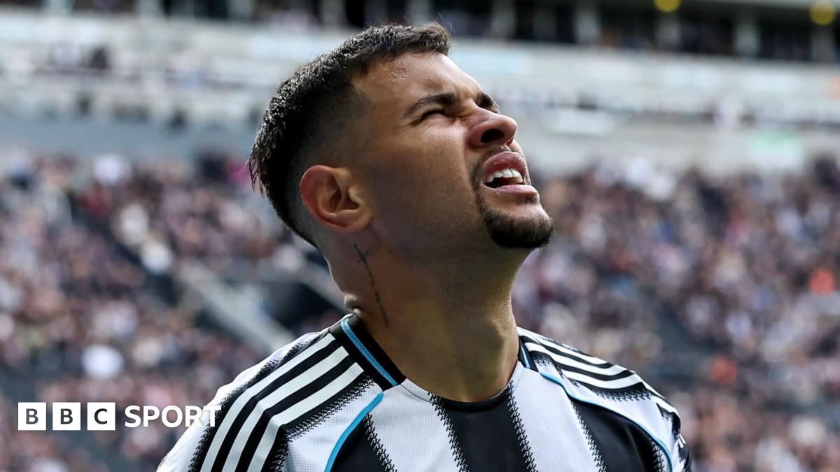 Newcastle United midfielder Bruno Guimaraes reacts during the Premier League game against Bournemouth