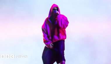 Justin Bieber performing on stage at Coachella