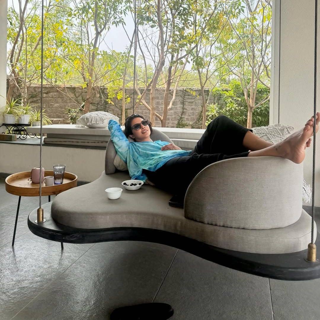 Priyanka Chopra captured laying on a couch while on break in Hyderabad, shared on Instagram