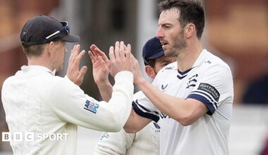 Middlesex celebrate taking wicket
